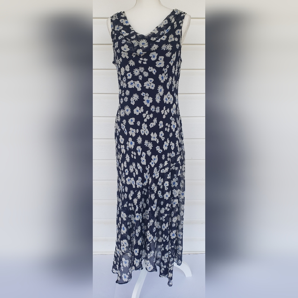 Vintage Jolibel Petite Floral Romantic Sundress!!! Navy Blue!!